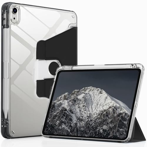 TXWLLIU Hülle für iPad Air 11 Zoll M3/M2 (7./6. Generation, 2025/2024) & iPad Air 5./4. Generation (2022/2020) 10,9 Zoll, 360 Grad Drehbare Breifach Faltbare Schutzhülle, Schwarz