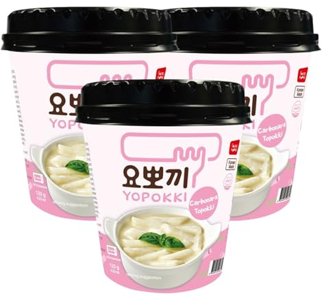EasyCookAsia Tteokbokki Cup 2er3er,10er Set – Koreanischer Reiskuchen im Becher | Süß & Scharf, Jjajang, Carbonara oder Cheese | Ready-to-Eat K-Streetfood für Zuhause (3er, Carbonara)