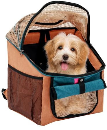 Hundekorb Fahrrad Vorne, Atmungsaktive Hundefahrradkorb Faltbarer Fahrradtasche Reißschutz Fahrradkorb Tragfähigkeit 7,5kg Hundekorb Hunderucksack für Heimgebrauch (Orange, Blau)