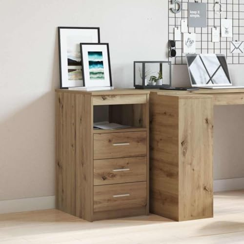 XHNIFBN Beistellschrank Artisan-Eiche 40x50x76 cm Holzwerkstoff mit 3 Schubladen Langlebiges Design für Wohnzimmer Schlafzimmer Flur