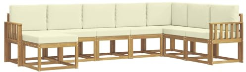 vidaXL Outdoor-Sofagarnitur mit Kissen 8 pcs Weiß und Creme, Moderner Garten Sofa, wetterfeste Eckcouch, Möbel zum Entspannen auf Terrasse, Patio Lounge und Komfortset