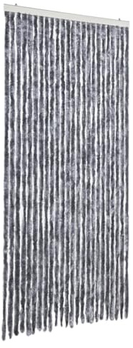 Mosquitera plateada de chenilla de polipropileno, 100 x 200 cm, mosquitera para puerta, balcón, caravana, silenciosa, extraíble, con ganchos para privacidad y