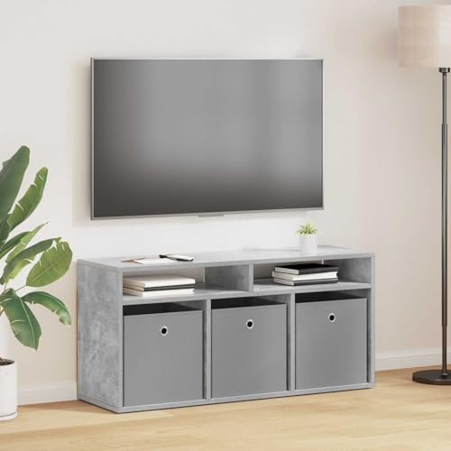 GeenYuu Lowboard Beton Grau mit Schubladen 102 x 32 x 48,5 cm, modernes TV Board und Medienmöbel für Wohnzimmer, vielseitiger Stauraum und Elegantes Design