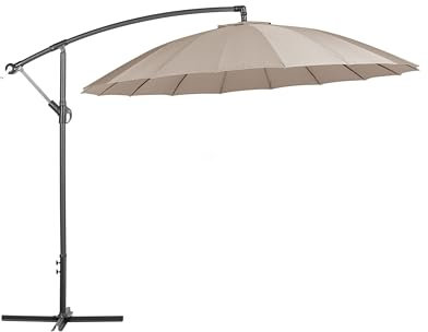 Beliani Moderner, großer Ampelschirm in Sandbeige mit Kurbelmechanismus Calabria II