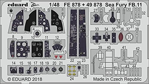 Eduard EDPFE878 Photoetch (Zoom) 1:48-Sea Fury FB.11 (Airfix) Modelldetail-Set, versch