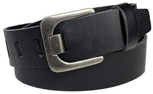 Vascavi Ledergürtel Herren Damen echt Leder Gürtel Jeansgürtel schwarz | 4 cm breit und 0.3 cm stark | Made in Germany real leather men belt unisex (85 cm Gesamtlänge 100 cm)