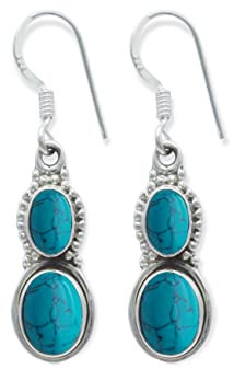 Ohrringe 925 Silber Türkis Edelstein Ohrhänger echt Silber Damen Sterling Silber Hänger Geschenk (MOH-117-15)