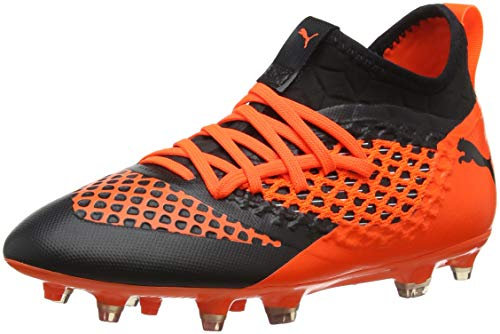 PUMA Unisex Kids Future 2.3 Netfit MG Jr Fußballschuhe, Black-Shocking Orange