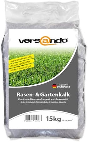 versando 15kg Rasenkalk & Gartenkalk Frühjahr bis 300m²: verdrängt Moos Unkraut Pilze fördert Boden & Wurzelentwicklung ideal für Rasen mit Langzeitwirkung - Premium Qualität