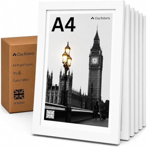 A4 White Photo Frame – Modern A4 Frame for Certificates, Pictures & Prints, Wall Hanging (Portrait or Landscape), Document & Poster Frame UK