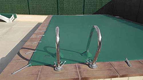 Cubierta de Invierno para Piscina 8,5 x 5m más 15 cm por Cada Lado para Anclaje (8,8 x 5,3m) de Color Verde (Exterior) / Verde (Interior) + Saco de Almacenaje de Regalo
