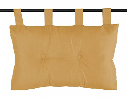 Caritex Cuscino Testata Letto Singolo o Matrimoniale, Testiera Letti Imbottita, Schienale Letto con Bottoni Decorativi, 45x70 cm, Con Passanti Per un Facile Montaggio BEA S809 (Cammello)