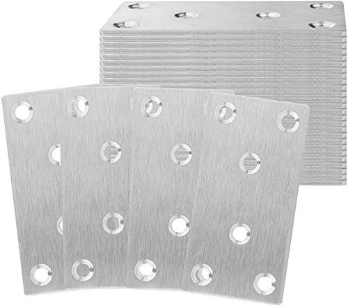 30 placas perforadas escuadras metalicas para fijación de acero inoxidable 80 x 40 x 2 mm, placas de fijación escuadra para fijación y reparación de muebles, color plateado