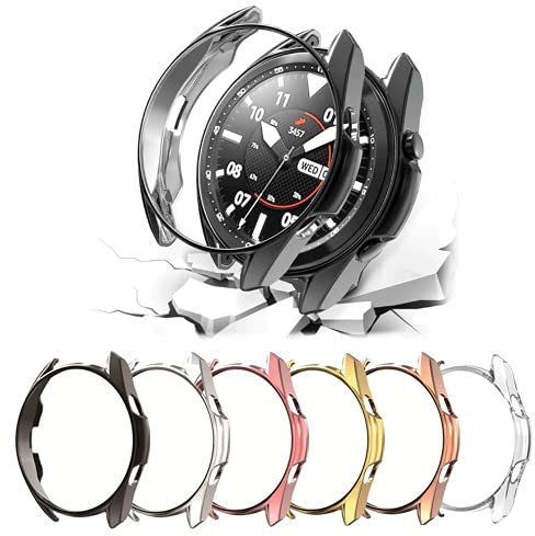 Schutzhülle Cover Case für Samsung Galaxy Watch 3 41mm / 45mm TPU + Schutzfolie (41mm, Black with Screen Protector)