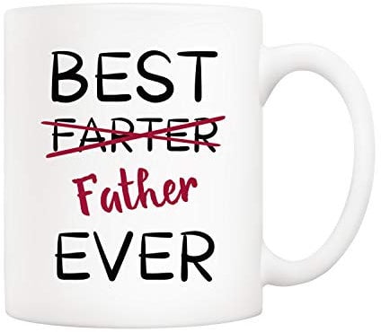 5Aup Fathers Day Christmas Gifts Funny Dad Coffee Mug from Daughter Son, Best Father Ever Cups 11 Oz, Unique Birthday and Holiday Gifts for Dad Father