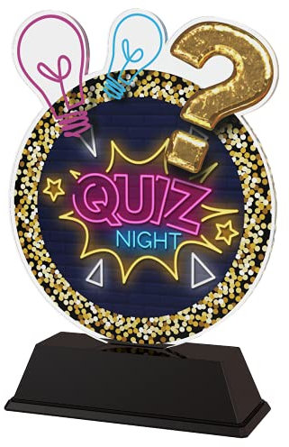 Trophy Monster Modern Quiz Night Award Free Engraved Plate | Bulk Trophies Deal | for Clubs & Leagues | Made from Printed Acrylic (3 sizes)