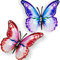 2 Stücke Outdoor Große Metall Schmetterling Garten Dekorationen Outdoor Wandkunst Metall Schmetterling für Outdoor Zäune Schuppen Wände, 27 x 22 cm (Rosa und Blau)