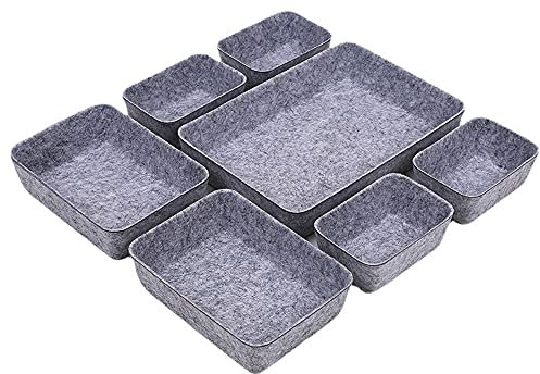 Smilbaley 7 Pcs Schubladen-Organizer-System, Schubladen-Organizer-Tabletts, Schubladen-Organizer aus Filz, Schminktisch-Organizer, für Büro, Kommode, Badezimmer, Nachttisch, Schlafzimmer, etc