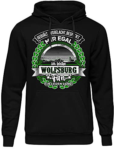 Uglyshirt87 EIN Leben lang Wolfsburg Herren Kapuzenpullover | Stadt - Wolfsburg Skyline - Fussball - Sport - Wolfsburg Pullover - Ultras - Hoodie | Schwarz (XXL)