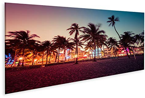 islandburner Bild auf Leinwand Ocean Drive Straße Mit Beleuchteten Gebäuden South Beach Florida Wandbild Poster Kunstdruck Bilder