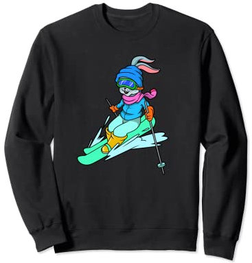 Comic Hase fährt Ski Sweatshirt