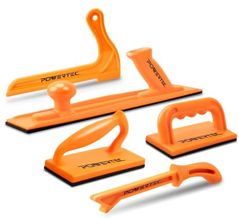 POWERTEC Push Block and Push Stick Set Fits Table Saws, Router Tables, Band Saws & Jointers, Dual Ergonomic Handles w/Max Grip, Wood Pusher Reduces Kickback & Increases Safety. 5PK (71009V)