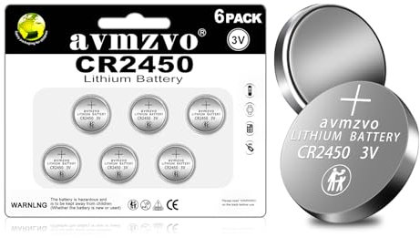 CR2450 - Pilas de botón (3 V, Litio, Pilas CR2450, 6 Unidades, 5 años de garantía)