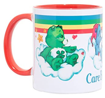 Care Bears Rainbow Mug | Red Handle | Recreation Vintge Mug | 312 ml | Dishwasher and Microwave Suitable | Gift Idea