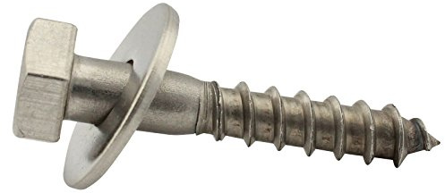 SC-Normteile® | Sechskant Holzschrauben mit Unterlegscheiben - 5 x 20 mm - (25 Stück) - Schlüsselschrauben - DIN 571 / DIN 9021 - Edelstahl A2 (V2A / VA) - SC571 / SC9021