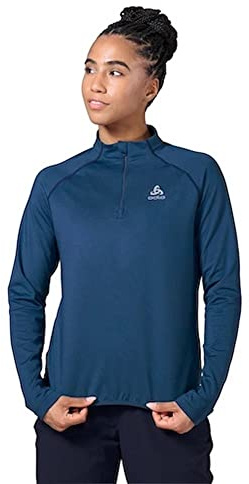 Odlo Damen Langarm Shirt mit Reißverschluss Berra Light, Blue Wing Teal, L