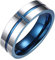 Homxi Ring Herren Wolfram,Rund mit Kreuz 6MM Blau Silber Ring Herren Herren Ring Gr.62 (19.7)