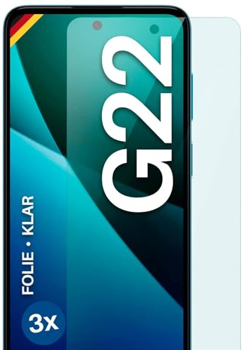 moex für Motorola Moto G22 Schutzfolie Displayschutz Folie Ultra-klar HD 0,2 mm kompatibel mit jeder Hülle, Anbringen ohne Blasen, Handyfolie Extra Kratzfest, FlexProtect 3 Stück