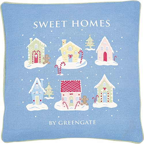 Greengate COTCUS40PLSH2802 Laura Homes Kissenhülle Dusty Blue p.pri 40 x 40cm (1 Stück)