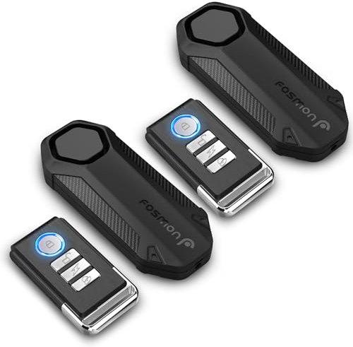 Fosmon Fahrrad Alarmanlage/Funk Mini Diebstahlsicherung (113db Super Laut)[Batterie|Fernbedienung|VIBRATION|WASSERDICHT IP55|DRAHTLOS]Motorrad Diebstahlschuz/Roller Alarm/Gepäck/Camping/Bike (2 stück)