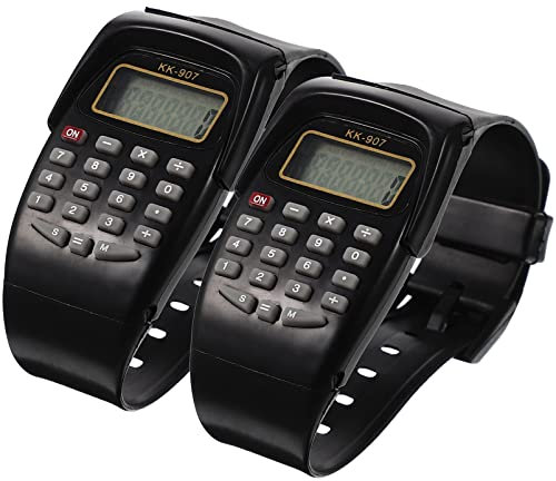ULTECHNOVO Kinder Rechenuhr Taschenrechner Digitaluhr Geometrische Operationsuhr Am Handgelenk Finanzrechneruhr Mit Harzarmband Für Studentenbüro (Schwarz) Taschenrechner