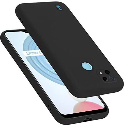 Cadorabo Hülle kompatibel mit Realme C21 Hülle Silikon Handyhülle für C21 Case aus flüssigem Silikon- Kratzfeste und stoßfeste dünne TPU Schutzhülle - Liquid SCHWARZ