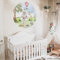 astrkiz Woodland selbstklebend Wandaufkleber Kinder, Stoff-Effekt-Wandtattoos Fabric Canvas Wandbild Wanddeko Reh Hasen Ballon Motive, Rund Abziehbilder Kinderzimmer Mädchen Jungen 2 Stück Ø60cm