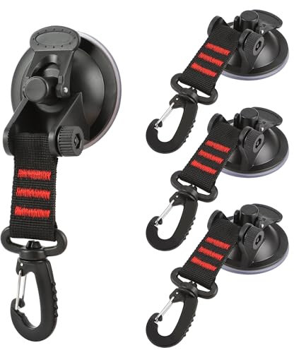 Saugnapf Haken, 4 Stücke Saugnäpfe mit Haken, Saughaken Extra Stark Bis 10 KG, Saugnapf Haken Extra Stark Saugnäpfe für Camping, Wohnmobil, Haushalt, Planen, Werkstatt, Vorzelte, Sonnensegel