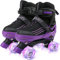 Pattini a rotelle per ragazze e ragazzi pattini a rotelle regolabili per bambini pattini a rotelle leggeri per bambini, adatti per uso interno ed esterno, Medio (M (35-38 EU), Black purple)