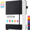 FOCUS DAY Notizbuch im College-Raster, dickes Notizbuch mit 100 g/m² Papier, großes liniertes Notizbuch im B5-Format für Frauen & Männer, 18 x 25cm, 320 Seiten, schwarzes Leder-Notizbuch