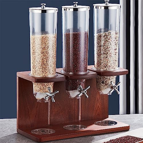 Cereal Dispenser, Triple Food Dispenser, Grain Storage Container Machine with Separate Sink, Silicone Rotor and Rotary Switch, Protect From Bugs, for Nuts, Legumes, Candy, Snack