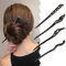 QUUPY Lot de 4 baguettes à cheveux vintage en bois, noir, 17,8 cm, en forme de griffe, style rétro, accessoire pour chignon pour femme