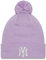 New Era Damen Frauen Beanie Baseball Fan Mütze Winter New York Yankees Lila MLB Metallic Pom - One-Size