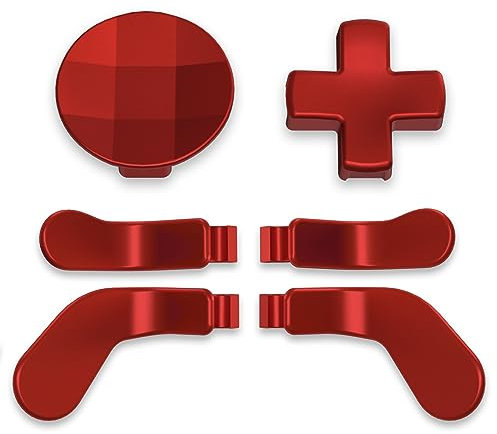 eXtremeRate Palettes avec D-Pads pour Xbox One Elite V1/V2 Manette, Palettes avec D-Pads en Acier Inoxydable pour Xbox One Elite/Elite Seies 2/Elite 2 Core Manette, 6 pcs Rouge Écarlate