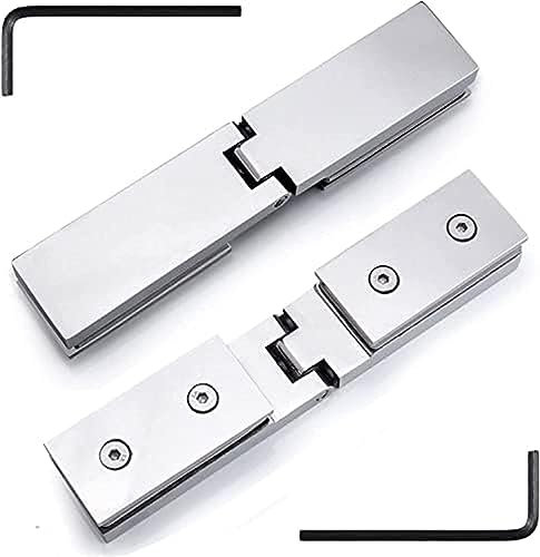 Shower Door Hinge,Pivot Hinge, 2 Pack 304 Stainless Steel Glass Door Hinges, Bright Silver Long Bar 180° One Way Bathroom Glass Clip, 8-12mm Swing Door Shower Hinges,Picturesque234