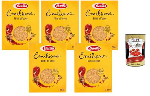 Italian Gourmet Bundle Eiernudeln Filini all’Uovo 5x 275g + Italian Gourmet Polpa – Feine Suppennudeln, Eierpasta, Italienische Pasta für Brühe, Suppe & leichte Gerichte