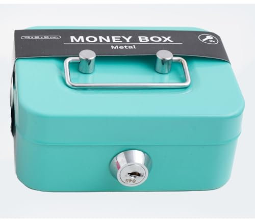 Kleine Geldkassette Kleiner Safe, Kasse Mit 2 Schlüsseln Geldkassette Abschließbar, Tresor, Trinkgeldkasse, Geldkasse Für Münzen & Scheine, 11.5 X 8.5 X 5.8 cm (Grün)