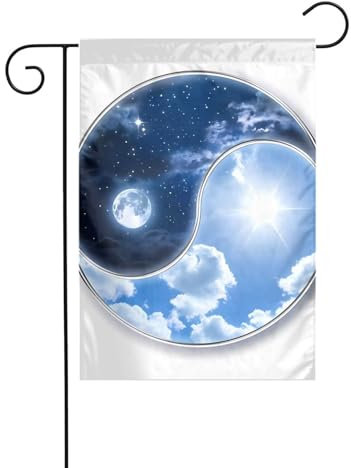 Gartenflagge Yin Yang Sky Prints Dekorative Flaggen hauptsächlich für Terrassen, Gärten, Blumentöpfe, Terrasse, Balkon 30,5 x 45,7 cm