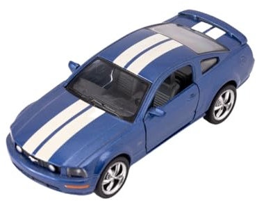 Easy Toys Modellauto kompatibel mit Ford Mustang GT 2006. Maßstabsgetreues Spielzeugauto mit zu öffnenden Türen. Automodellierung. (Blau)