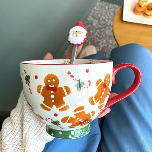 XUEQINER Tasse en céramique pour homme en pain d'épices de noël, avec poignée, bol à Dessert au lait pour petit déjeuner, tasses à café de grande capacité, cadeaux pour amis